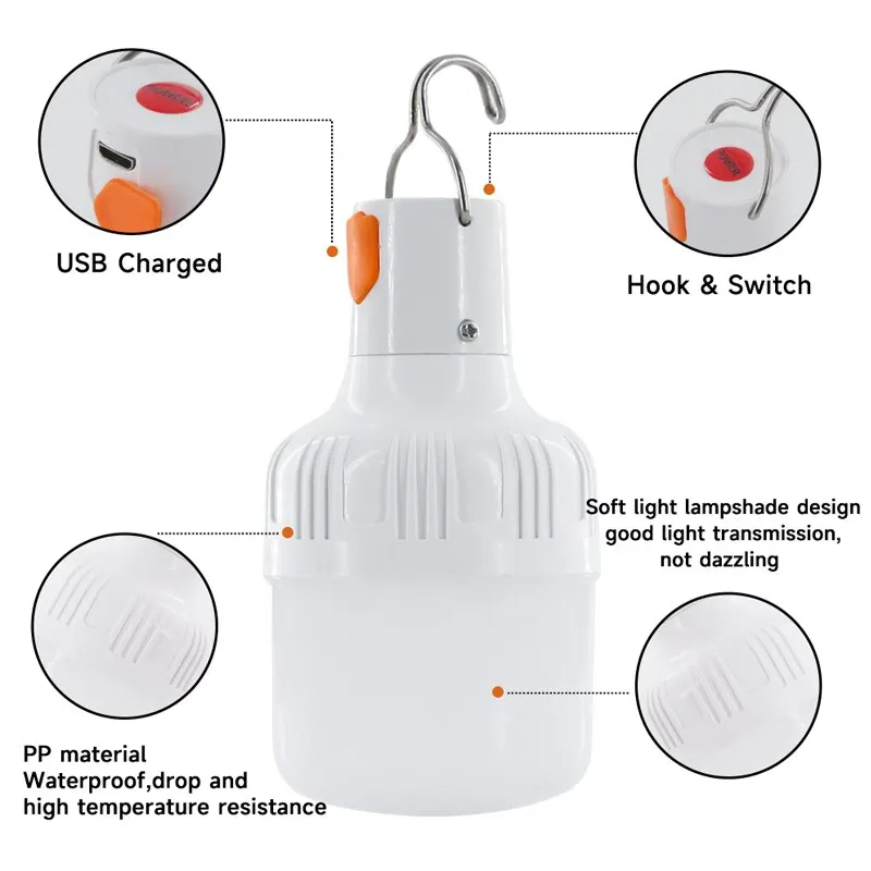 Outdoor-LED-Birne, USB wiederaufladbar, mobile Lampe – Bild 4