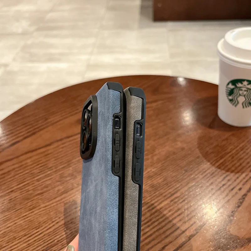 Modische matte Leder-Silikonhülle für iPhone 14 Plus 12 13 – Bild 5