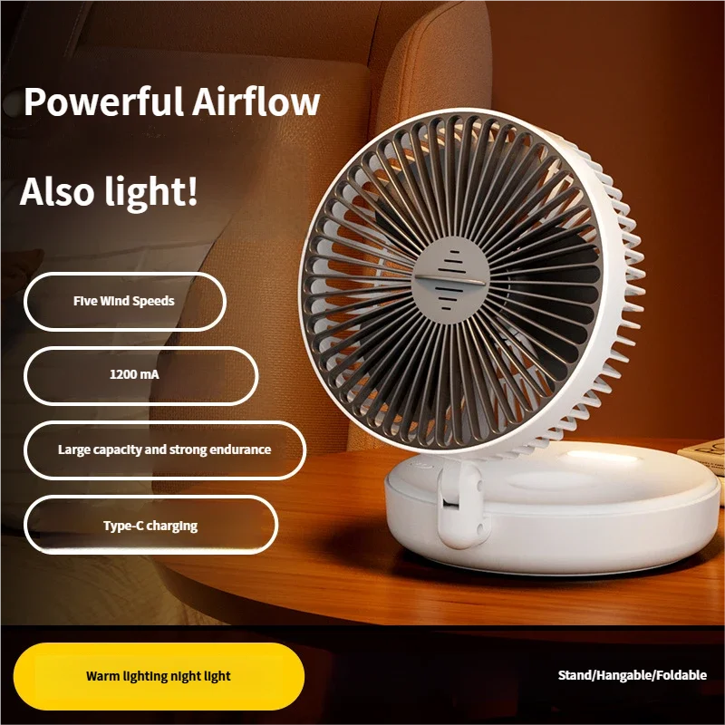 Faltbarer Wandventilator 5000 mAh, leuchtet im Dunkeln – Bild 6