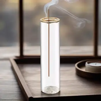 Räucherstäbchenhalter mit Glas-Aschefänger - Verhindert Aschefliegen, Moderner Brenner für Meditation, Yoga