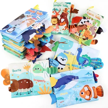 Baby Tuch Buch Spielzeug Cartoon Tiere Schwanz Pädagogisches Beringt Papier Tuch Buch Spielzeug Aufklärung