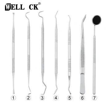 Dental Edelstahl Sauber Werkzeuge Zahnarzt Spiegel Doppel Sonde Sichel Hacke Sichel Scaler Zahn Pflege
