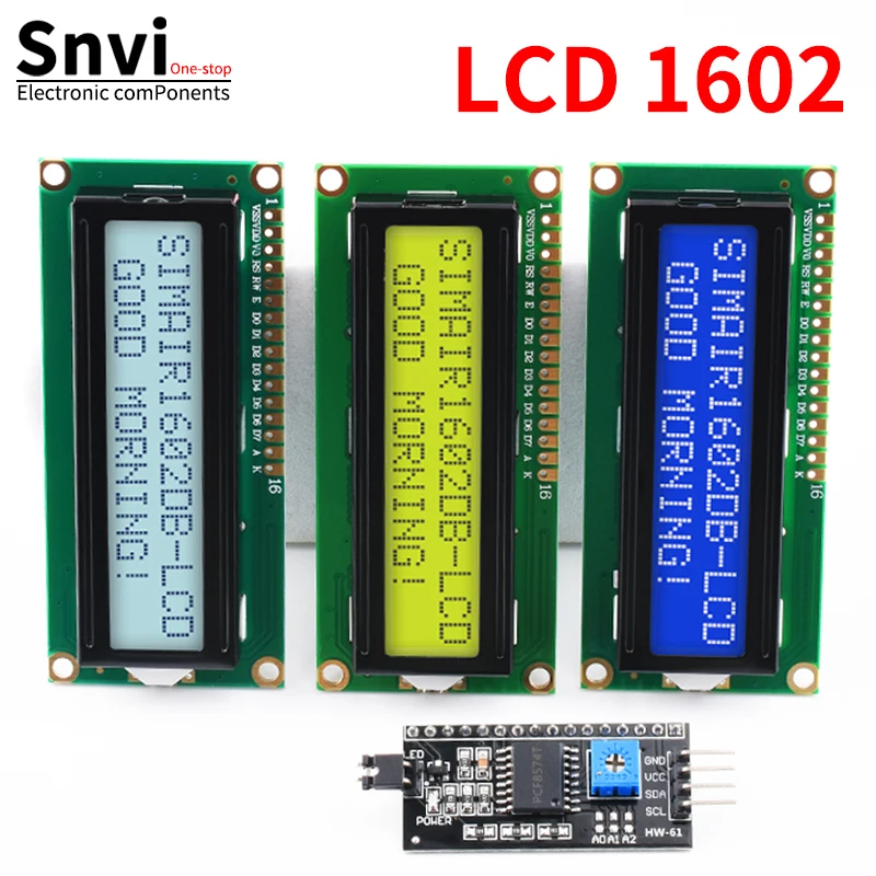 Snvi LCD1602 1602A LCD-Anzeigemodul 16x2 Zeichen Blau Gelb