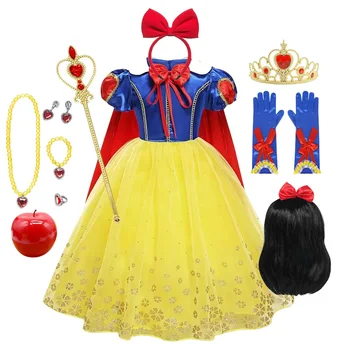 Mädchen Schneewittchen Prinzessin Kleid Mesh Kleidung Vestidos Kinder Weihnachten Halloween Karneval Cosplay