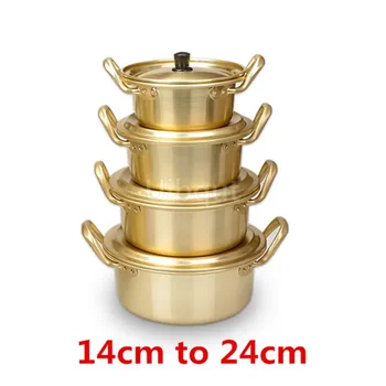 Koreanischen Stil Ramen Nudeln Gold Topf Aluminium Suppe Hot Pot Oxidierte Beschichtung Nudeln Mike Ei Suppe