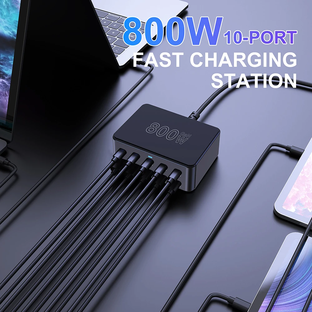 GaN USB-C Multiport-Ladestation 800 W, 100 W PD 3.0, PPS, QC – Bild 2