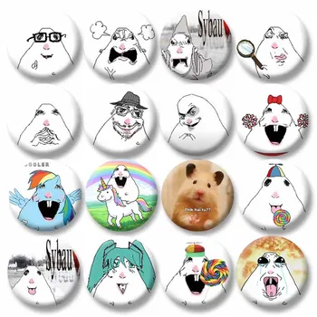 Kreative Lustige Hamster-Meme Emaille-Pins Niedliche Cartoon-Tier-Abzeichen Handgefertigte Runde Broschen