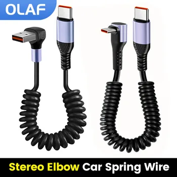 66 W 100 W Typ C auf Typ C Kabel für iPhone 15 Huawei Xiaomi Samsung Auto Federkabel 6A kurzes