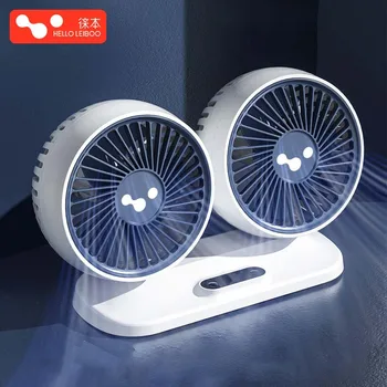 Leiboo Auto USB-Lüfter Doppelkopf Kühlluft ventilator unabhängiger Schalter 3-Gang-360-Grad-einstellbare