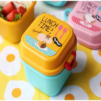 Cartoon gesunde Plastik Lunchbox Mikrowelle Ofen Mittagessen Bento Boxen Kind Lunchbox