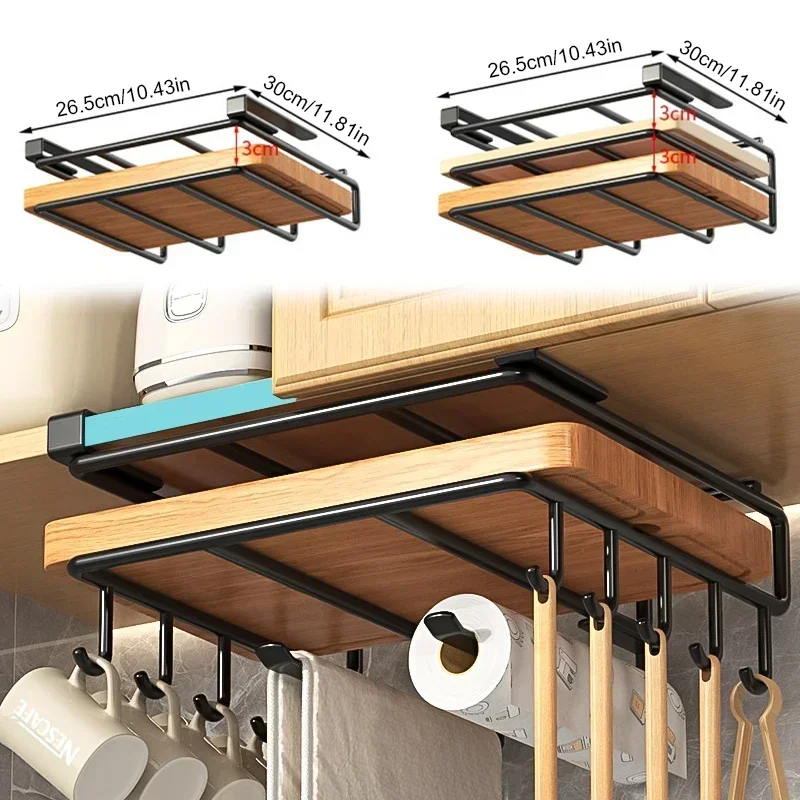 Küchen-Hängeorganizer mit Haken für unter dem Schrank – Bild 4