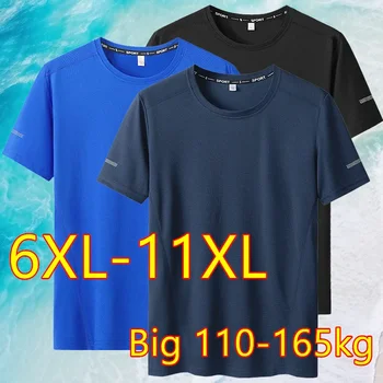 T-Shirt, große Größe 9XL, für Herren, schnell trocknendes T-Shirt für Herren, Rundhalsausschnitt, Übergröße