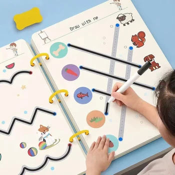 Magisches Tracing-Arbeitsbuch, Kontroll-Trainingsbuch, wiederverwendbar, magisches Übungsheft, Kinder