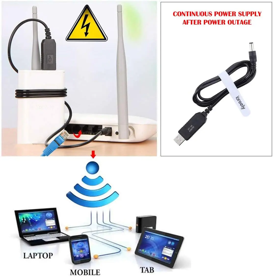 USB Step-up Kabel 5 V auf 9 V / 12 V, DC 5,5×2,1 mm, für – Bild 2