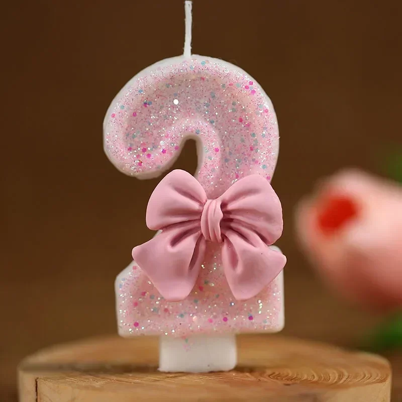 Neue Zahlen-Kuchenkerze Rosa Glitzer Geburtstagskerze 0 1 2 3 – Bild 3