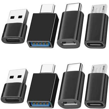 USB-zu-USB-C-Adapter, USB-Typ-C-Buchse auf USB-Adapter, Micro-USB-zu-USB-C-Buchse, männlich (8 Stück)