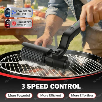 Elektrische Grill-Reinigungsbürste, rotierendes Grill-Reinigungswerkzeug, 3 Geschwindigkeiten, 2600 mAh