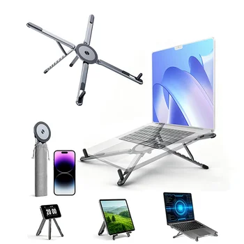 Tragbarer, zusammenklappbarer Laptopständer für den Schreibtisch, ergonomisch, 8-fach höhenverstellbar