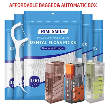 (Erschwinglich) 50/100/300 Stück - RIMI Smile Floss - wird mit automatischer Zahnseidebox geliefert - bequem