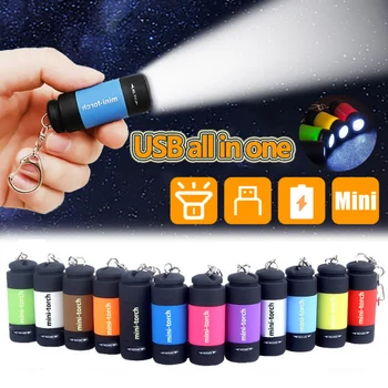 USB wiederaufladbare LED multifunktionale Taschen-Schlüsselanhänger-Taschenlampe mit starkem Licht