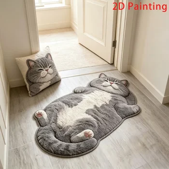 Niedlicher Katzenförmiger Teppich Stilvoller Einzigartiger Wohndekor-Teppich für Wohnzimmer