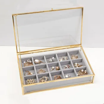 Glas Lagerung Box Schmuck Display Box Metall Rahmen Messing Platz Schmuck Lagerung Organizer Home Organisation