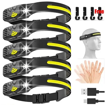 USB wiederaufladbare LED Sensor Scheinwerfer COB Scheinwerfer Kopf Taschenlampe Arbeit Licht wasserdichte