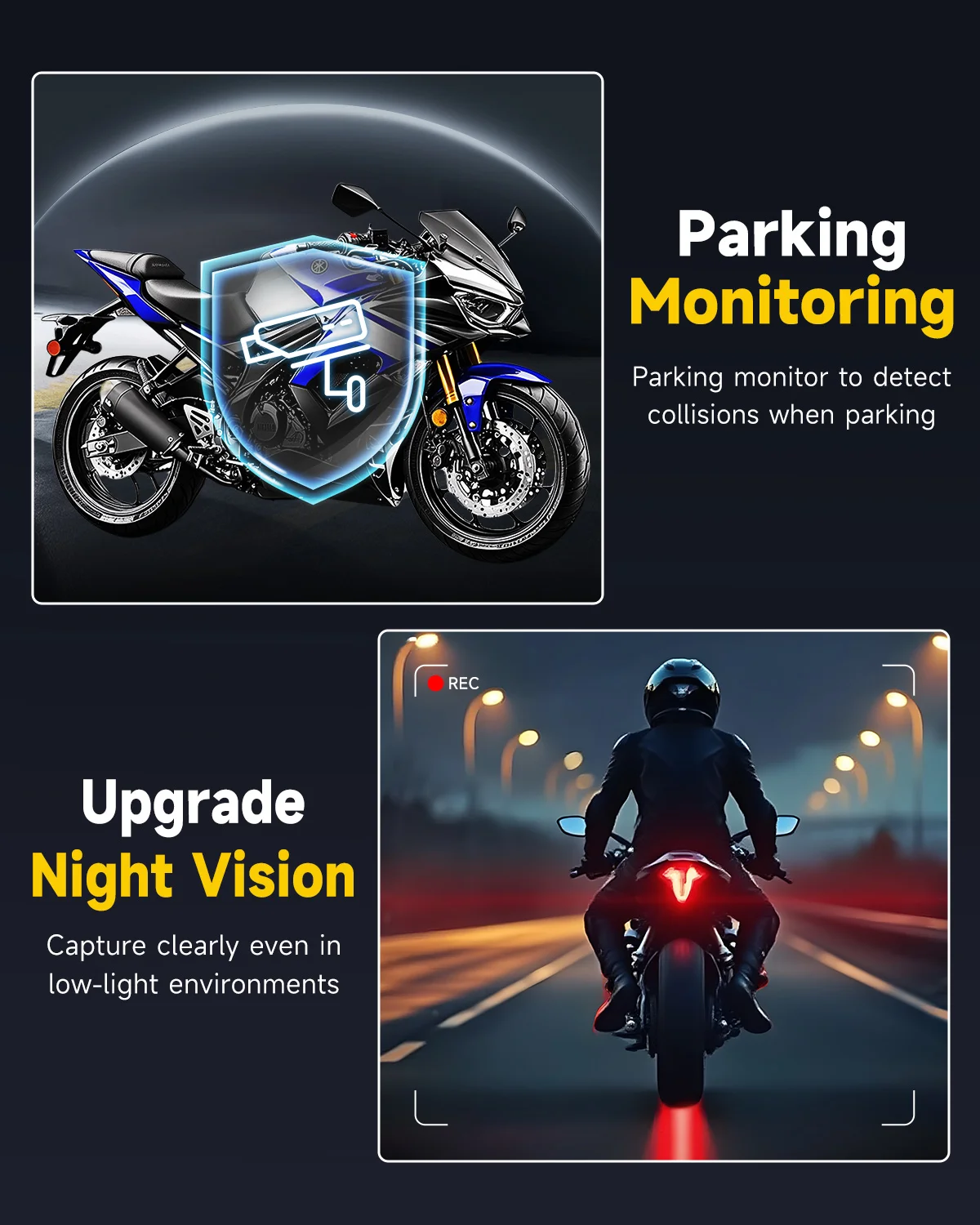 JIUYIN Dual Motorrad DVR 1080P Action Kamera Recorder Vorne – Bild 6