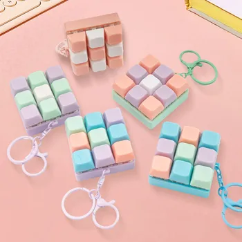 Tastatur-Fidget-Spielzeug Schlüsselanhänger, Knopf-Fidget-Geschenke für Erwachsene zur Stresslinderung, Neun