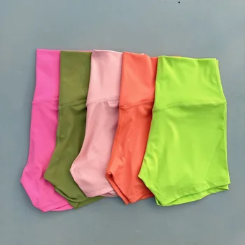 Einfarbig Enge Weiche Frauen Fitness Sport Kurze Hohe Taille Yoga Kurze Legging Hocken Beweis Umfassendes