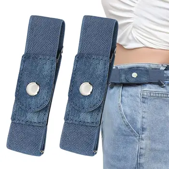 1 Paar elastischer Gürtel ohne Schnalle, dehnbarer, verstellbarer Bund für Damen und Herren, Jeans, Hosen