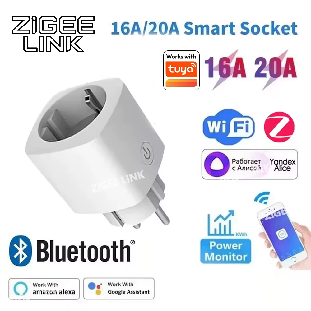 1PCS Zigbee 3,0 WiFi Smart Stecker EU Buchse Timer Adapter