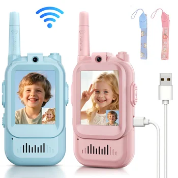 Video-Walkie-Talkies für Kinder, 2er-Pack, wiederaufladbares Kleinkindspielzeug für Indoor-Camping, Reisen