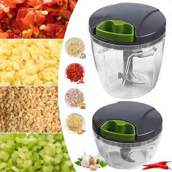 600/1000 ml Manueller Lebensmittelzerkleinerer Handzugschnur Gemüseschneider Zwiebeln Knoblauchzerkleinerer