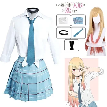 Anime My Dress Up Darling Kitagawa Marin Cosplay Kostüm Kitagawa Marin Cosplay Kleider Schuluniform Perücke