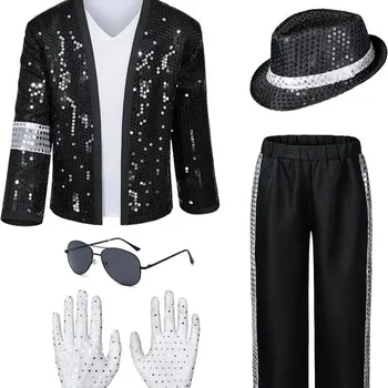 Erwachsene Frauen Männer Pop-Star Michael Jackson Cosplay Kostüm Perücke Halloween Bühnenauftritt Hip-Hop-Tanz