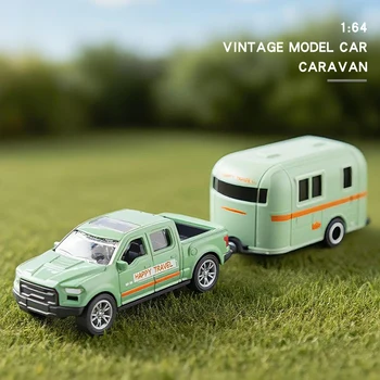 1:64 Legierung Diecast Pickup Caravan Auto Modell Klassische Zurückziehen Auto Miniatur Fahrzeug Replik