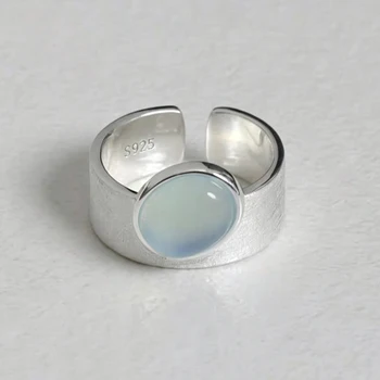 925 Sterling Silber Ringe für Damen, blauer Mondstein, verstellbarer Verlobungs- und Ehering, luxuriöser
