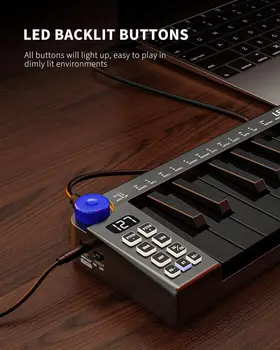 Lekato mini midi tastatur 25 tasten midi controller bluetooth midi tastatur mini tasten 360 knopf kleine midi