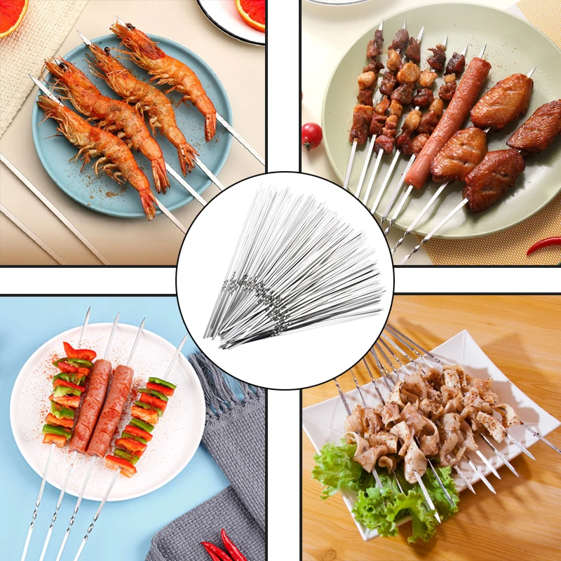 10/15Pcs Edelstahl Grill Spieß Wiederverwendbare BBQ Spieße – Bild 2