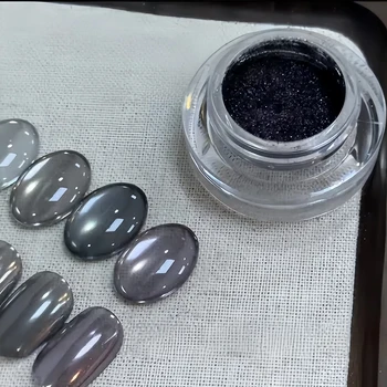 Spiegelmagisches schwarzes Nagelpulver, Ins-Style, superhelles Spiegelnagelglitzerpulver, feines Pulver