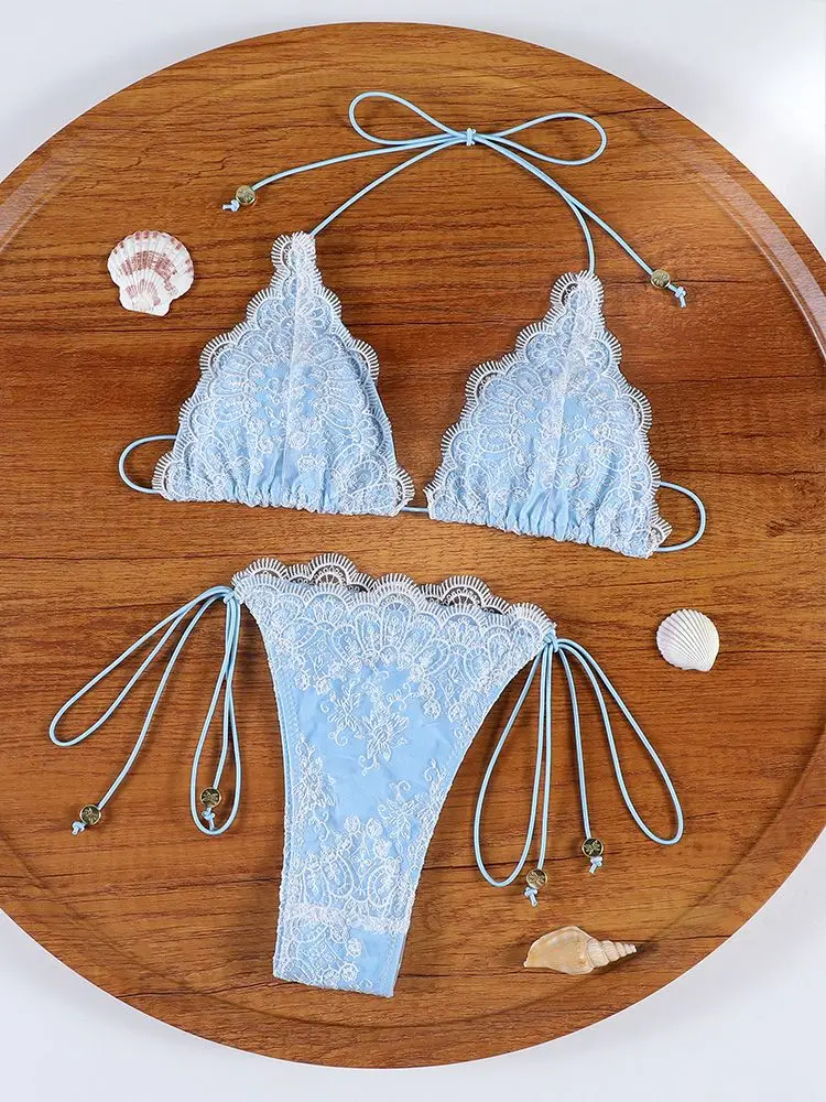 ZRTAK Micro Thong Triangel-Bikini Sexy Spitzen-Bikini-Set – Bild 5