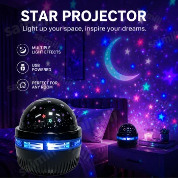 Galaxie-Projektor RGB-Sternenprojektor USB-betrieben mit Fernbedienung Nachtlichtlampe