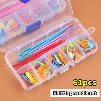 Mehrfarbige Kunststoff Harz Kleine Clips Stricken Häkeln Marker Locking Stitch Nadel Clip (61 Stück)