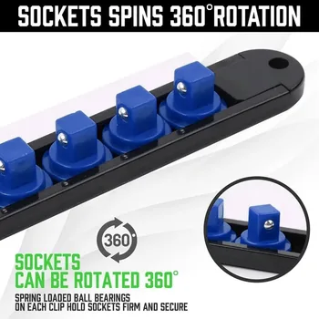 ABS-Sockel-Organizer 360° ° Schwenkbarer 1/4 Zoll 3/8 Zoll 1/2 Zoll Steckdosen-Clip-Schienenhalter