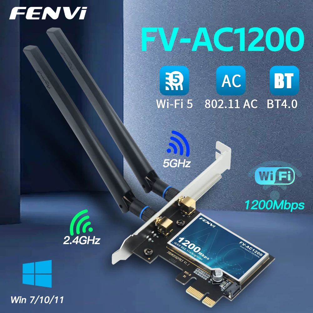 FENVI WiFi 5 AC1200 PCI-E Wireless Adapter BT4.0 Dual Band