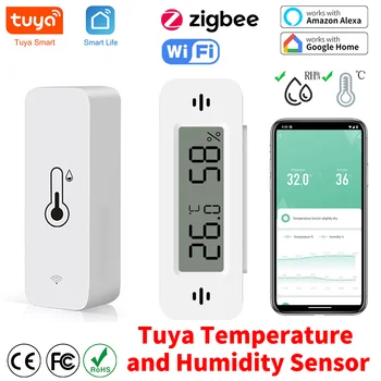 Tuya Zigbee WiFi Temperatur Und Feuchtigkeit Sensor APP Remote Monitor Für Smart Home oder SmartLife WorkWith