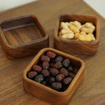 Walnussholz-Snackschale, Naturholz mit Wachsöl-Finish, Obstteller für Desserts und Nüsse, dekoratives