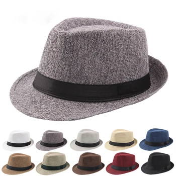Trendy Breite Krempe Männer Stroh Hut Frauen Sommer Einfarbig Fedoras Jazz Sonne Kappe Outdoor Casual Panama