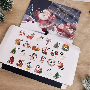 Weihnachts-Adventskalender mit 24 Fächern, DIY, befüllbare leere Geschenkbox, Weihnachts-Countdown-Kalender